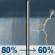 Thursday: Rain showers before noon, then showers and thunderstorms likely. Mostly cloudy, with a high near 66. Northeast wind 0 to 10 mph. Chance of precipitation is 80%. New rainfall amounts between a tenth and quarter of an inch possible. Thursday: Rain Showers